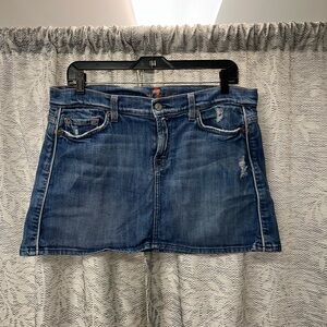 7 For All Mankind Distressed Blue Mini Skirt